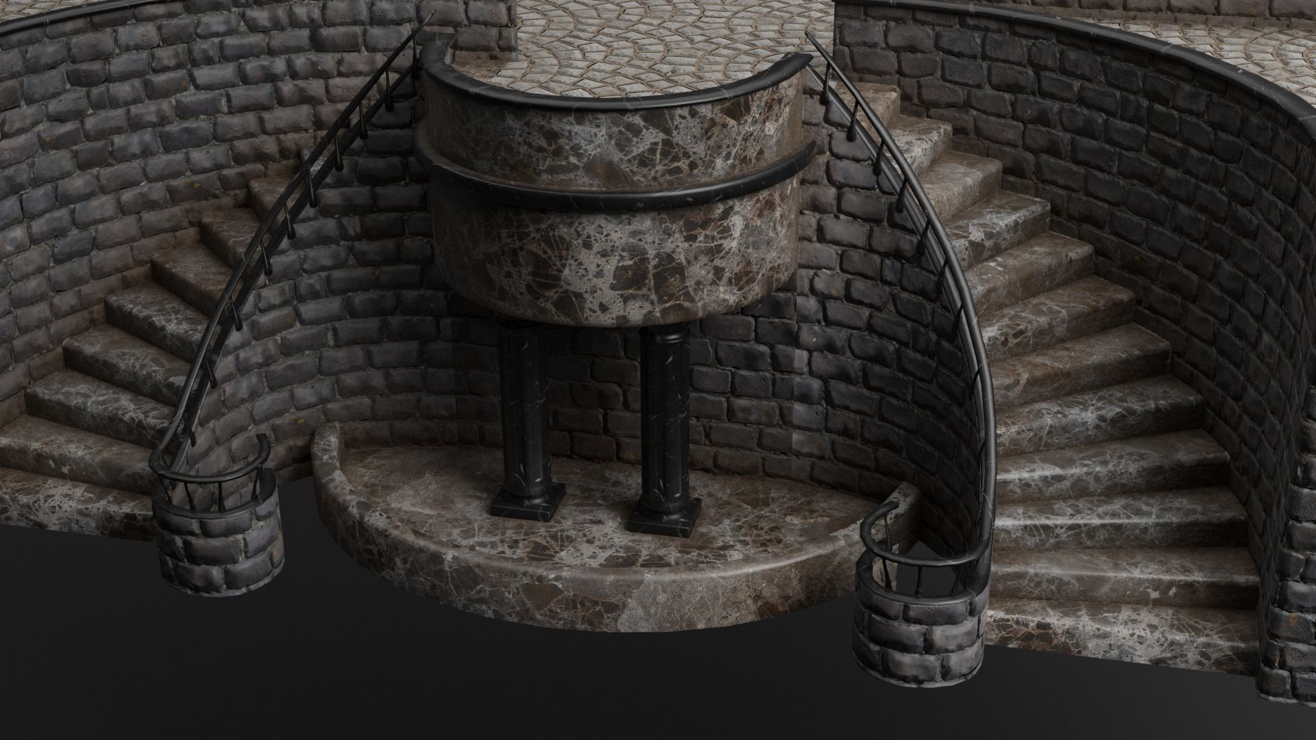 Spiral Stairs Low-poly 3D model_4