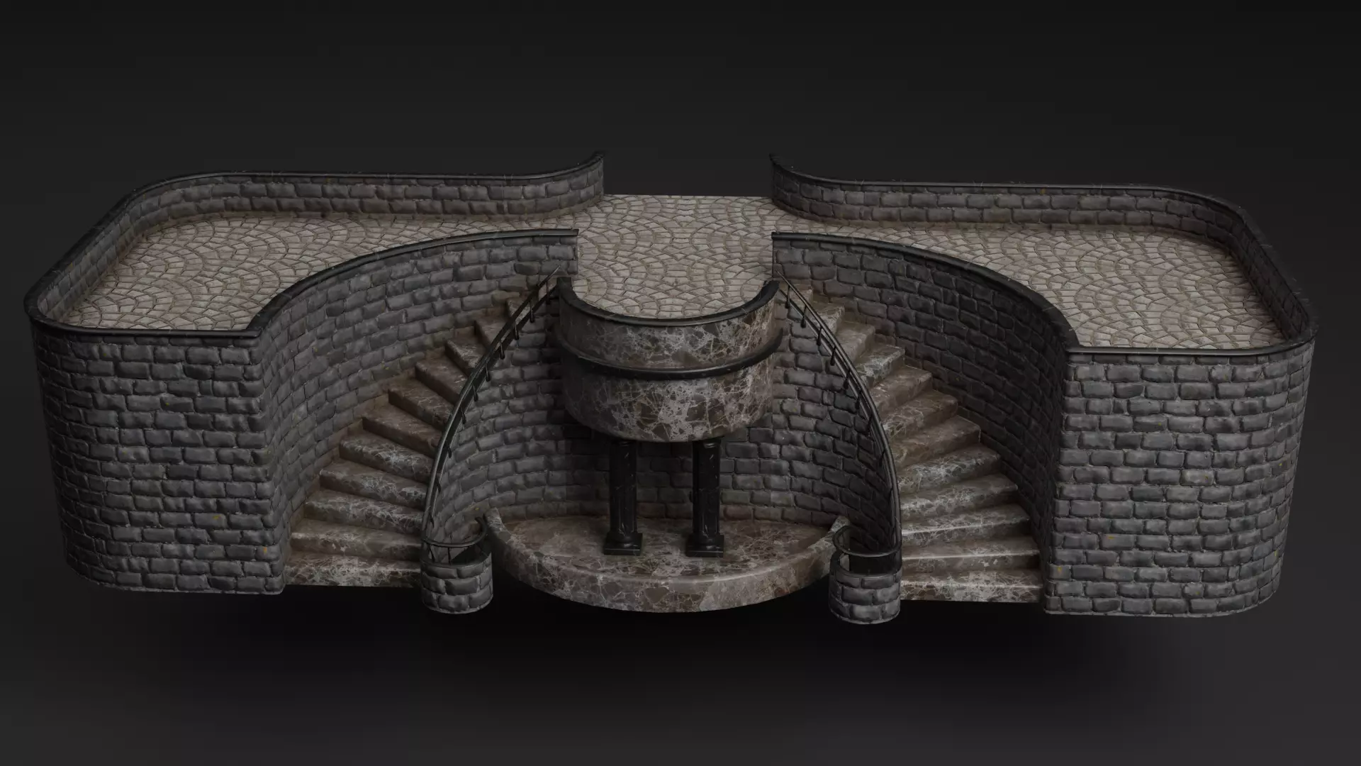 Spiral Stairs Low-poly 3D model_0