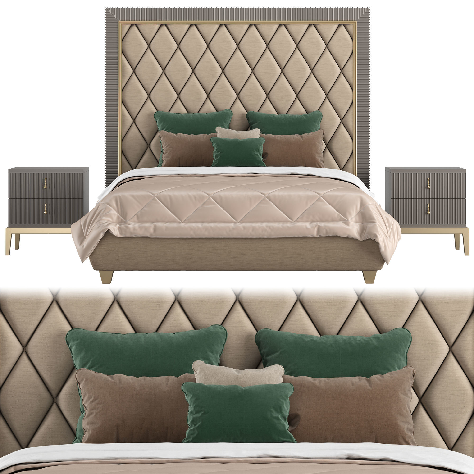 CAVIO CASA bed Gatsby bedside table Sidney bedside 3D model_1