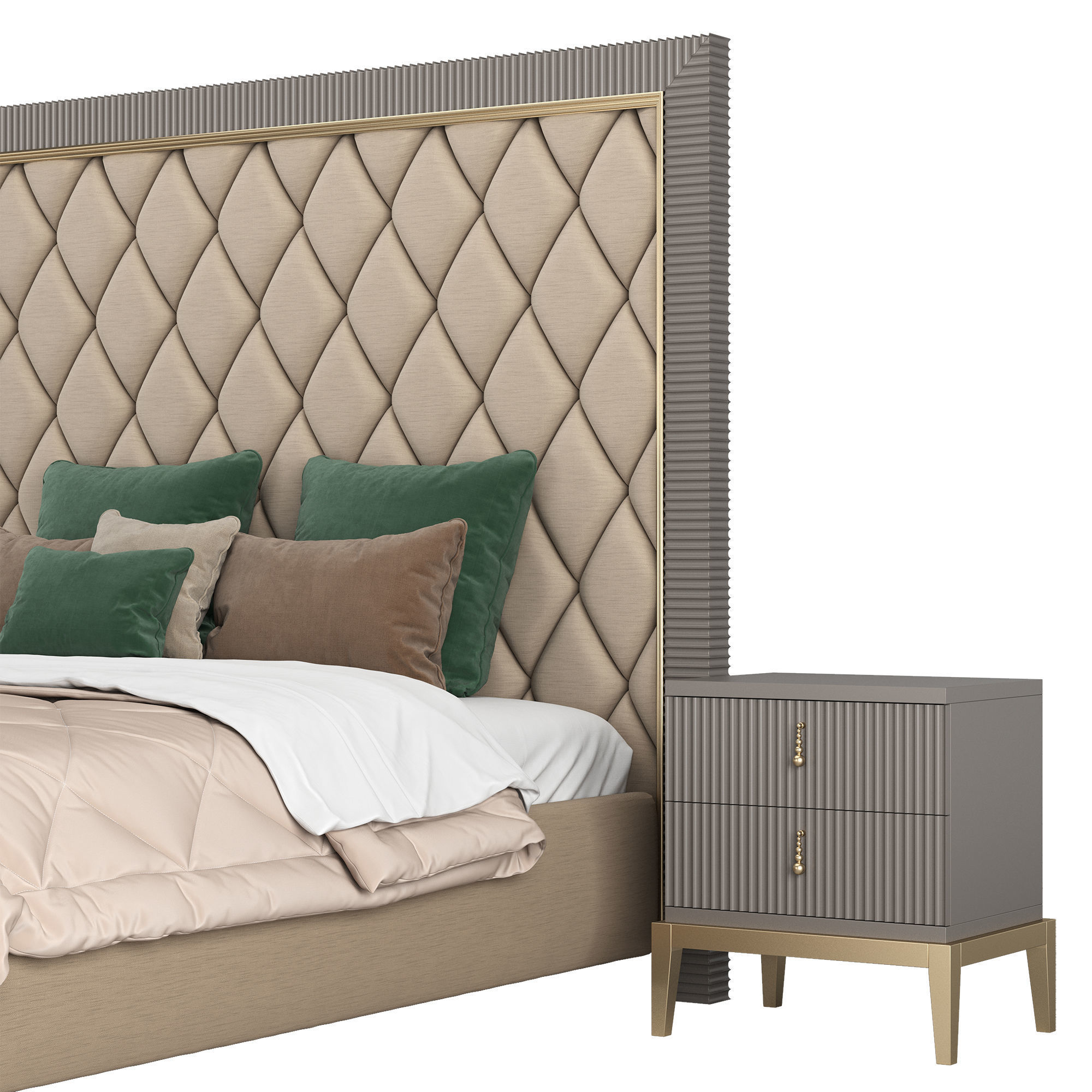 CAVIO CASA bed Gatsby bedside table Sidney bedside 3D model_2