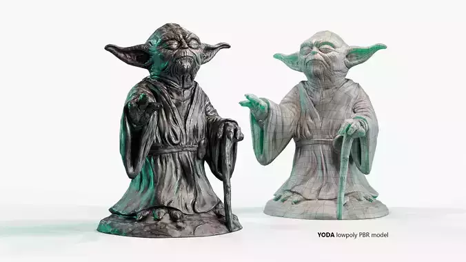 Yoda Figurine fan lowpoly PBR 3d model Low-poly 3D model