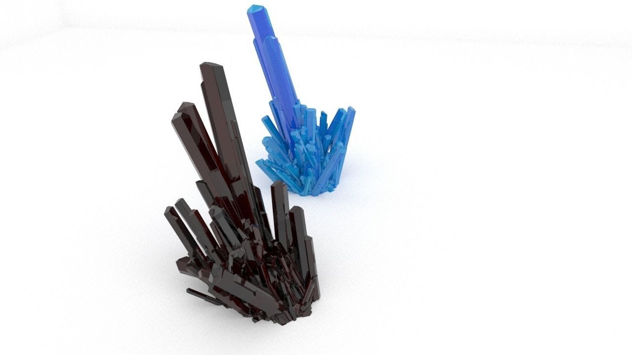 Crystal pair of crystals Low-poly 3D model_1