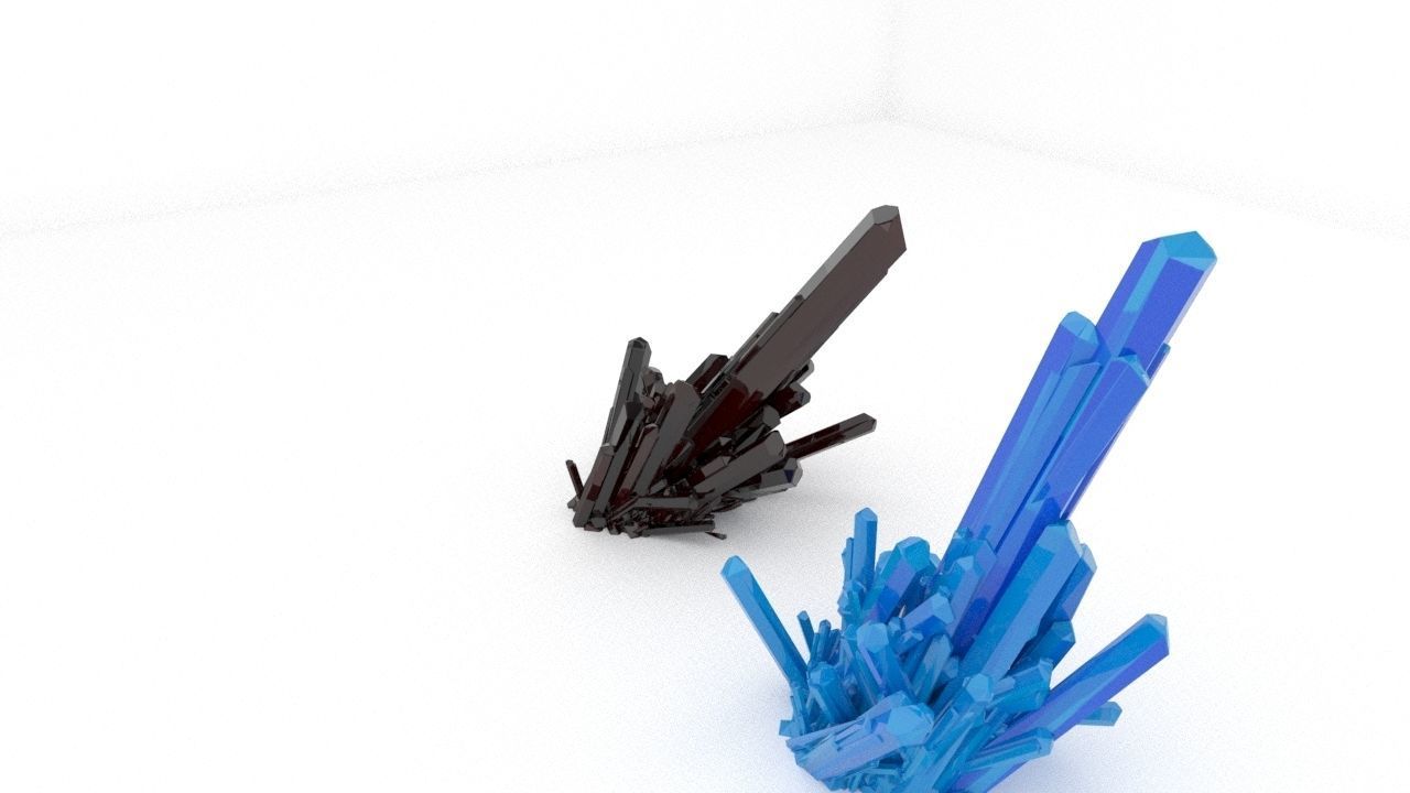 Crystal pair of crystals Low-poly 3D model_3