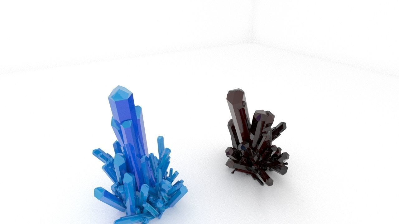 Crystal pair of crystals Low-poly 3D model_4