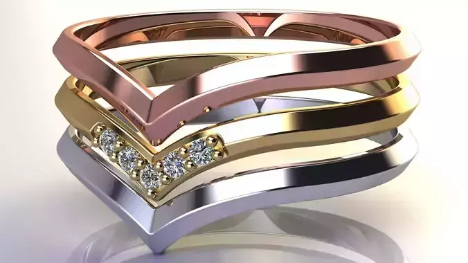 V Shape Nesting Rings 3D Model Collection
