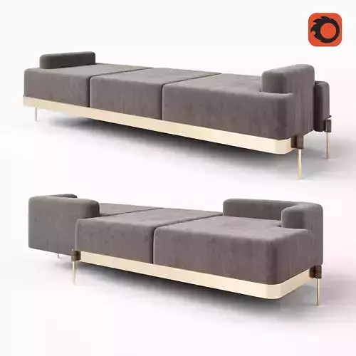 Tete a Tete two sofas with fabric and gold legs