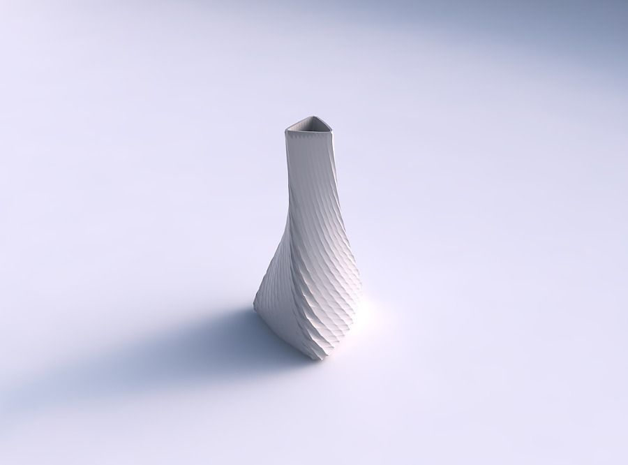 Vase twist tilted triangle with twisted diagonal grid pattern 3D print model
