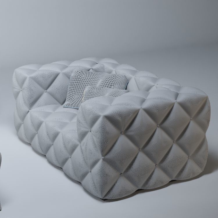 Sofa- sofa with quilted pattern 3D model_3