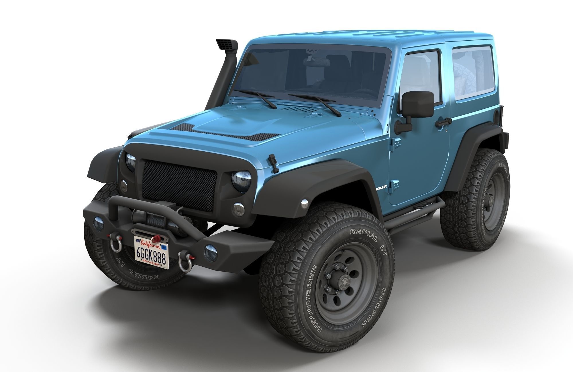 Jeep Wrangler 2012 custom offroad Low-poly 3D model_8