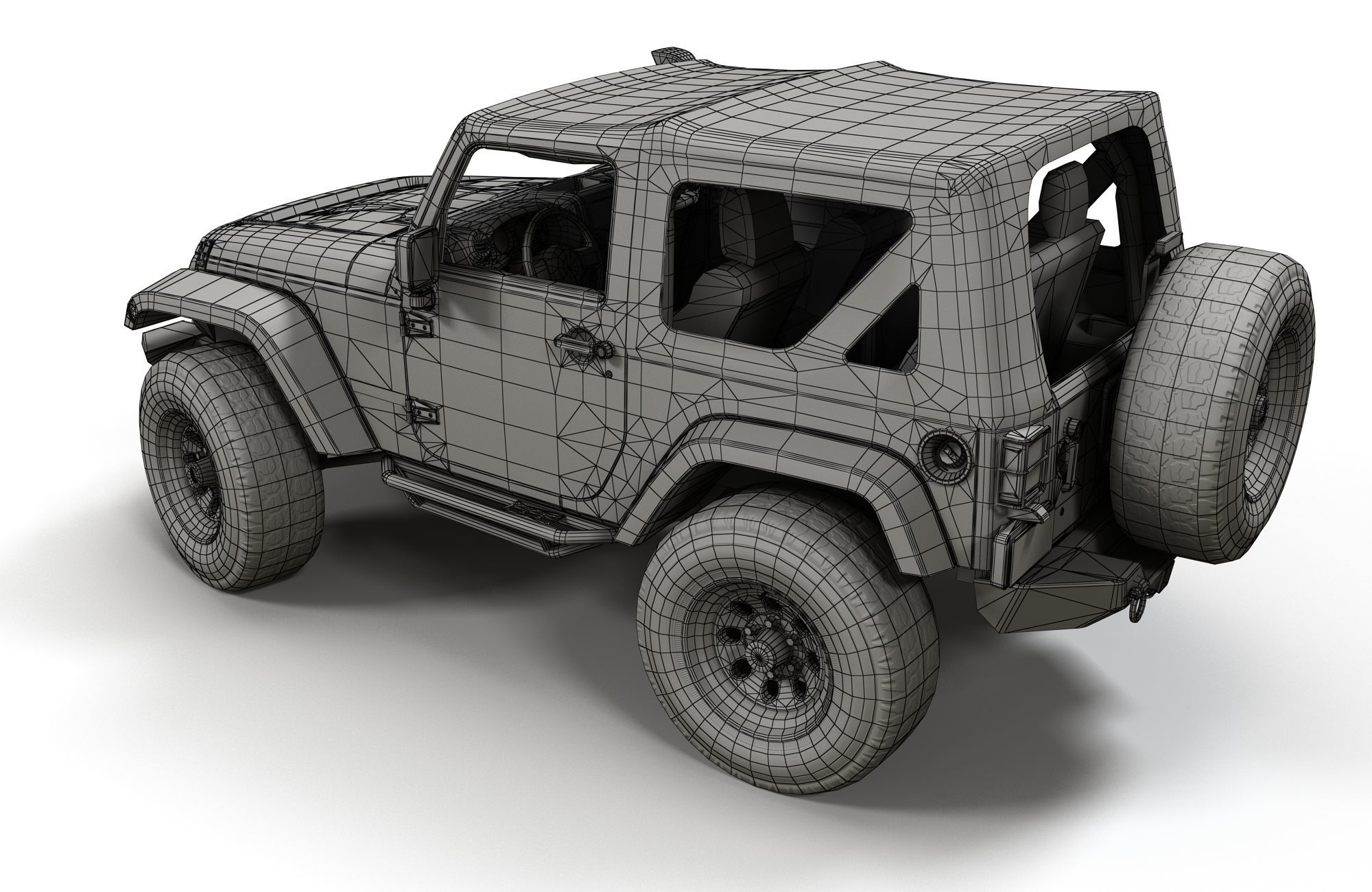 Jeep Wrangler 2012 custom offroad Low-poly 3D model_17
