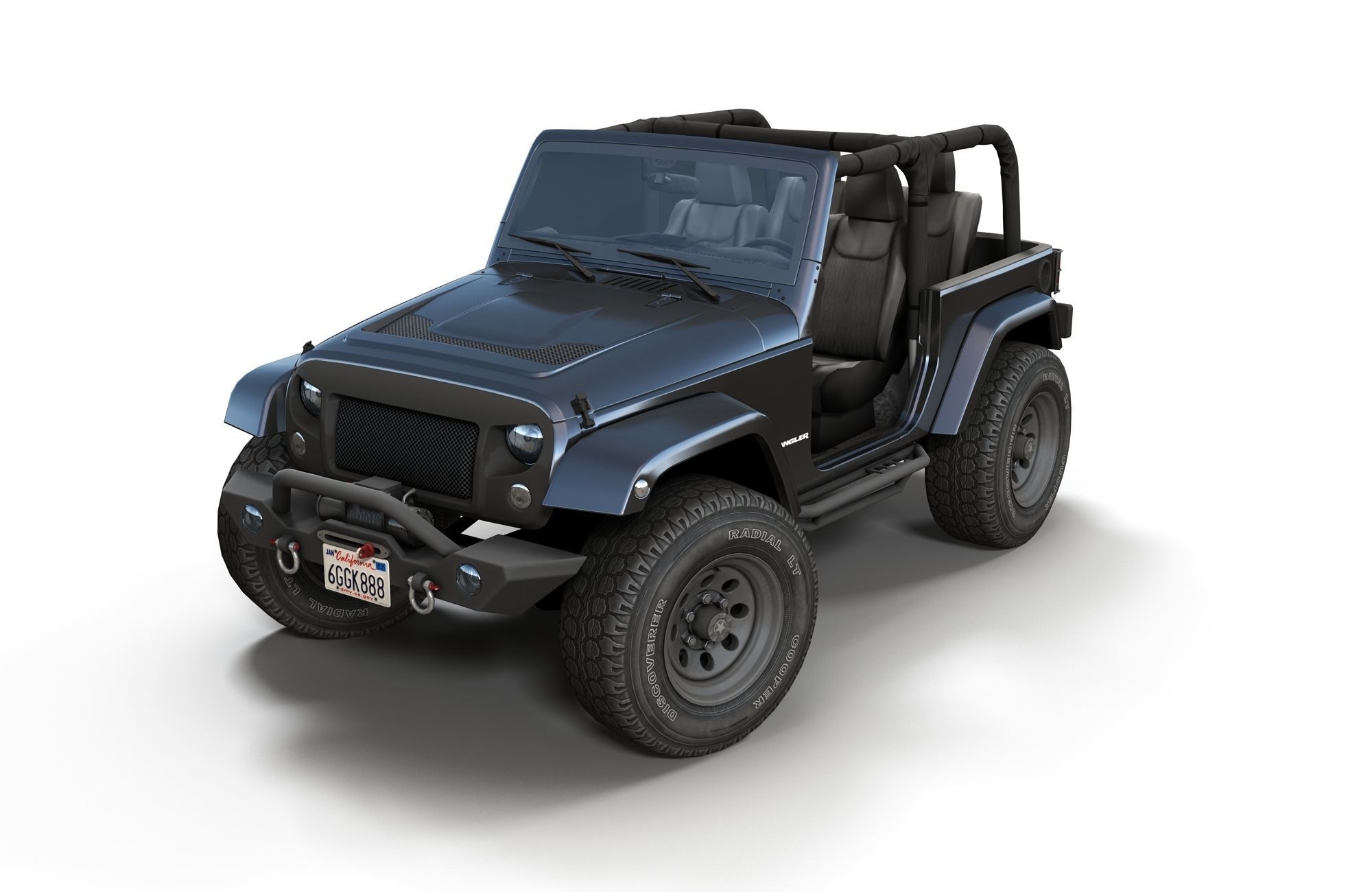 Jeep Wrangler 2012 custom offroad Low-poly 3D model_10