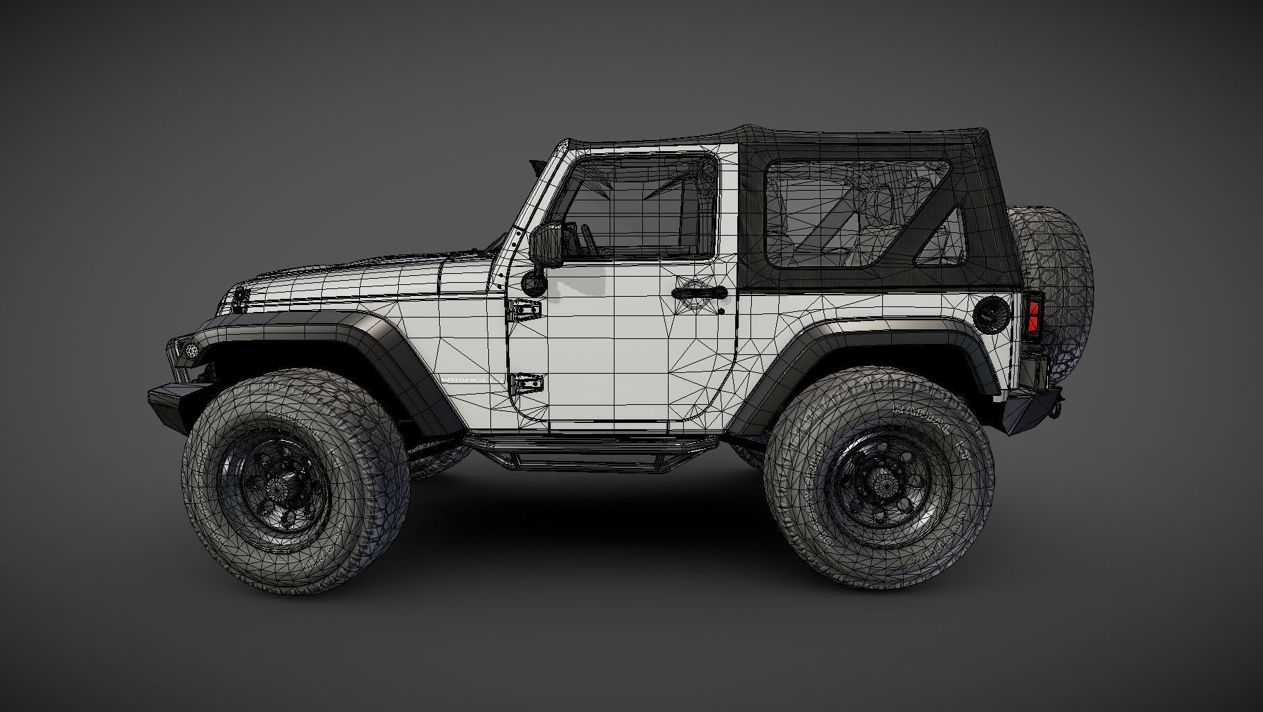 Jeep Wrangler 2012 custom offroad Low-poly 3D model_30