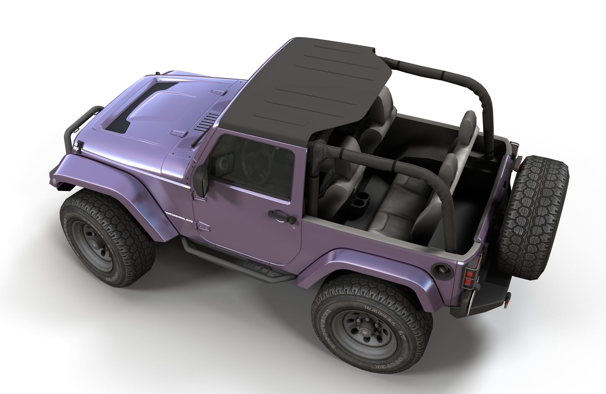 Jeep Wrangler 2012 custom offroad Low-poly 3D model_15