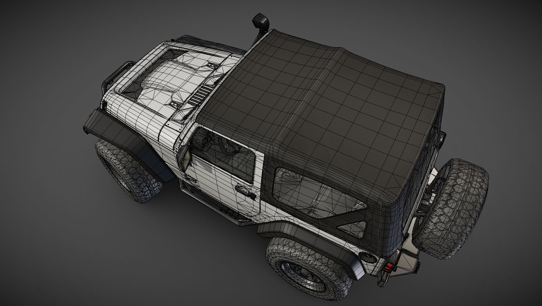 Jeep Wrangler 2012 custom offroad Low-poly 3D model_29