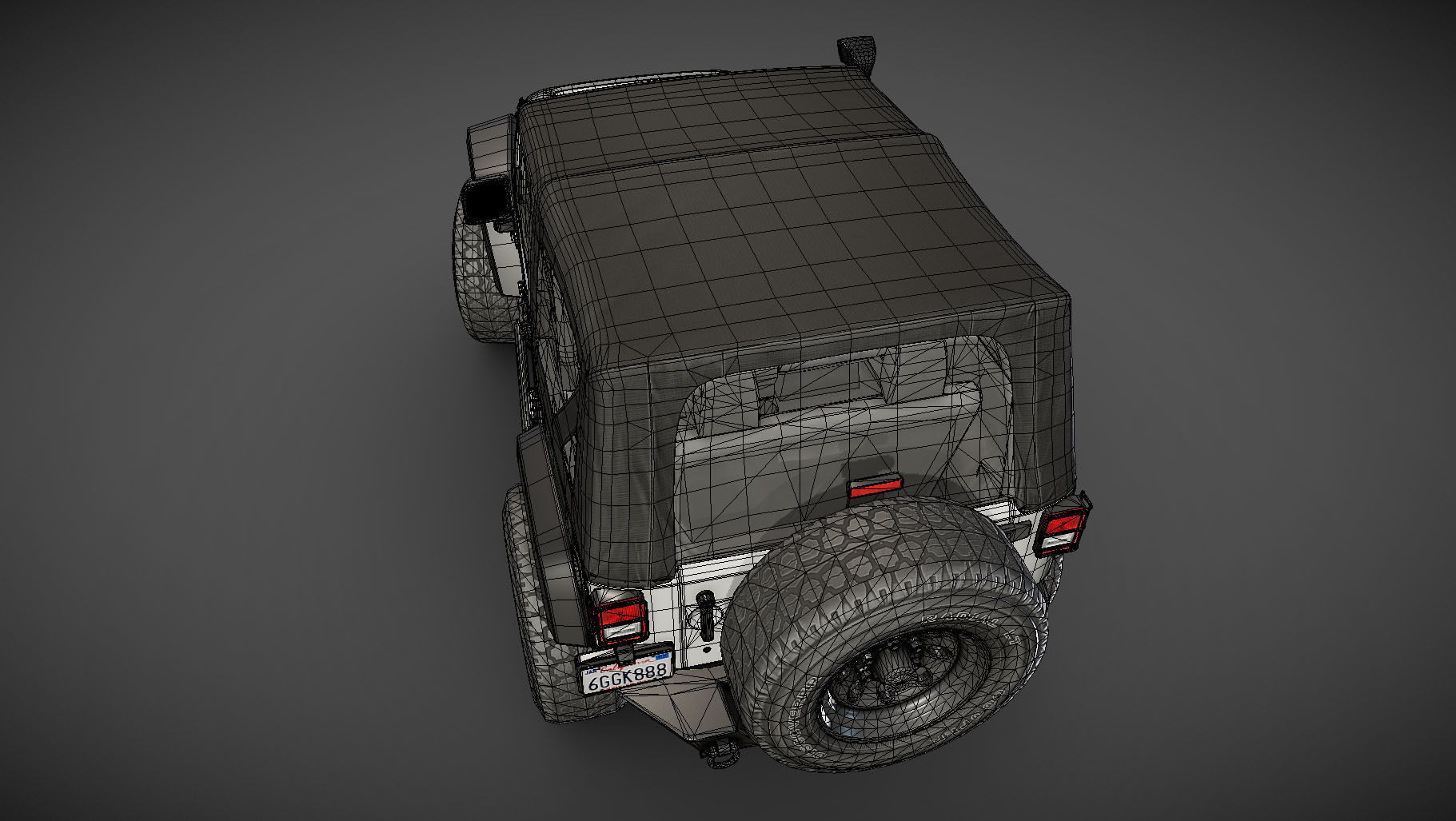 Jeep Wrangler 2012 custom offroad Low-poly 3D model_31