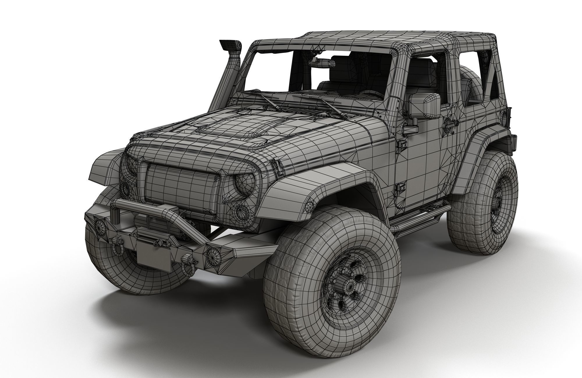 Jeep Wrangler 2012 custom offroad Low-poly 3D model_16