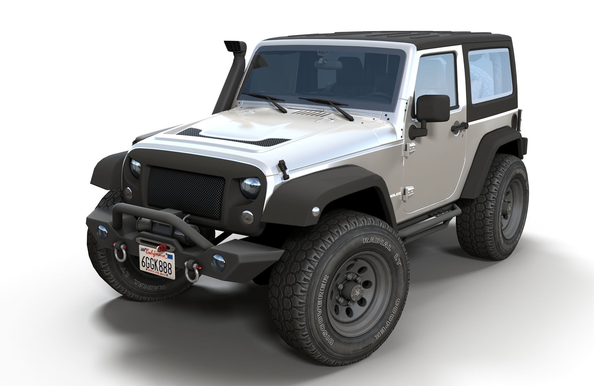Jeep Wrangler 2012 custom offroad Low-poly 3D model_13
