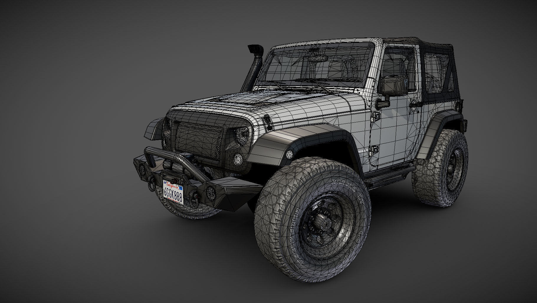Jeep Wrangler 2012 custom offroad Low-poly 3D model_27