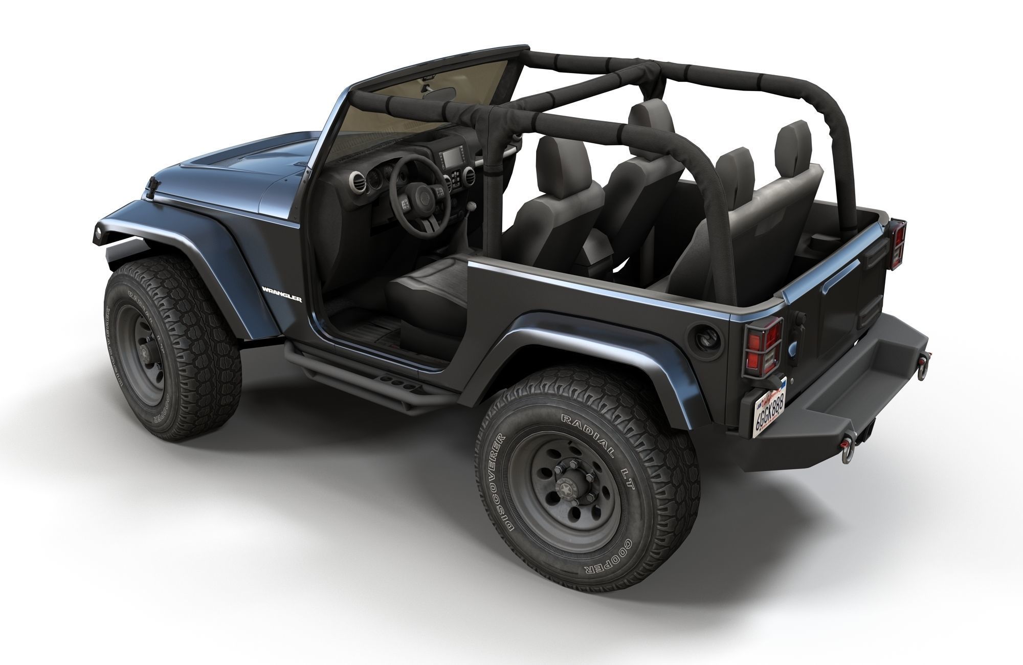 Jeep Wrangler 2012 custom offroad Low-poly 3D model_11