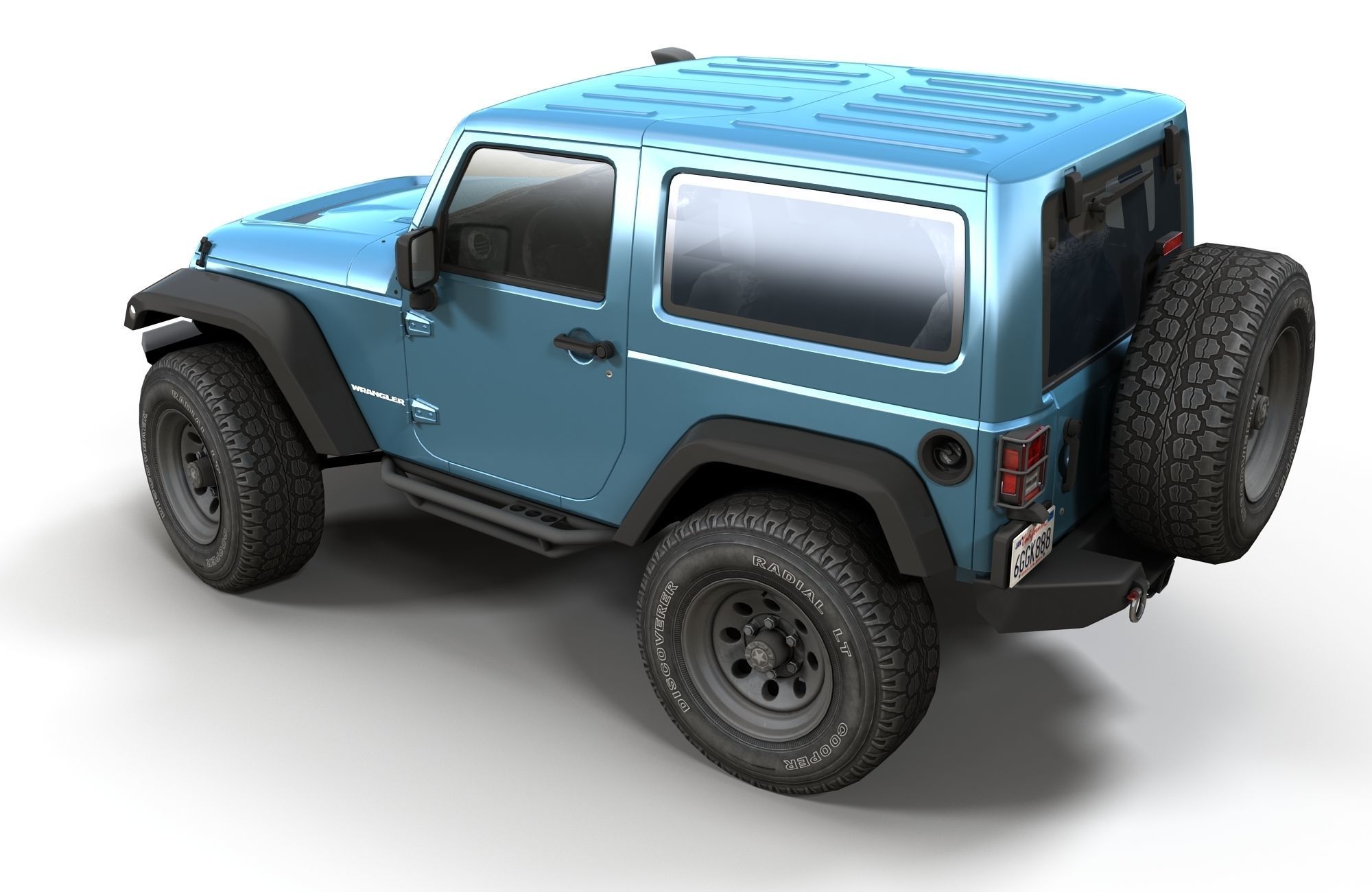 Jeep Wrangler 2012 custom offroad Low-poly 3D model_9