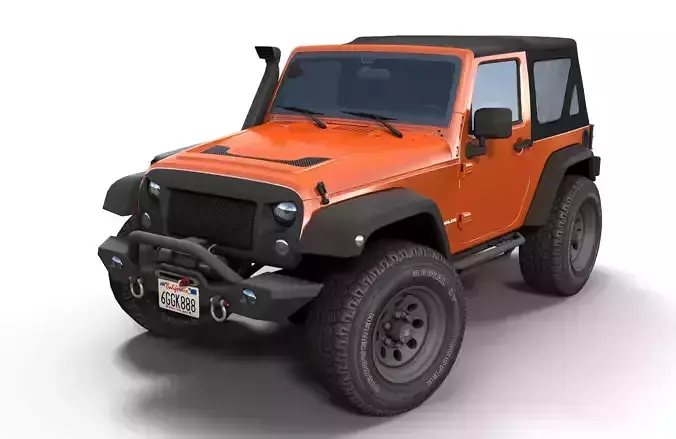 Jeep Wrangler 2012 custom offroad Low-poly 3D model