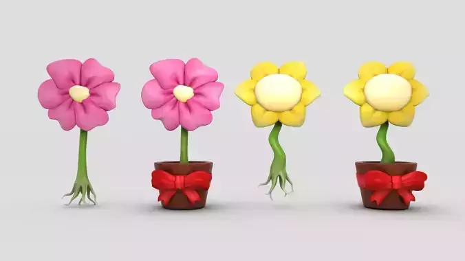 Cartoon Flowers - Round Pointy