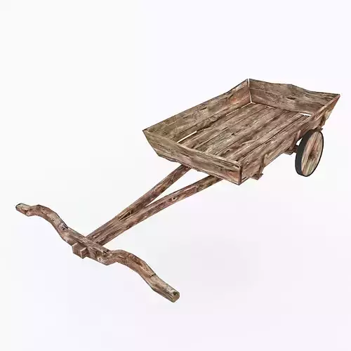 Wooden Old Horse Carriage Low-poly 3D model