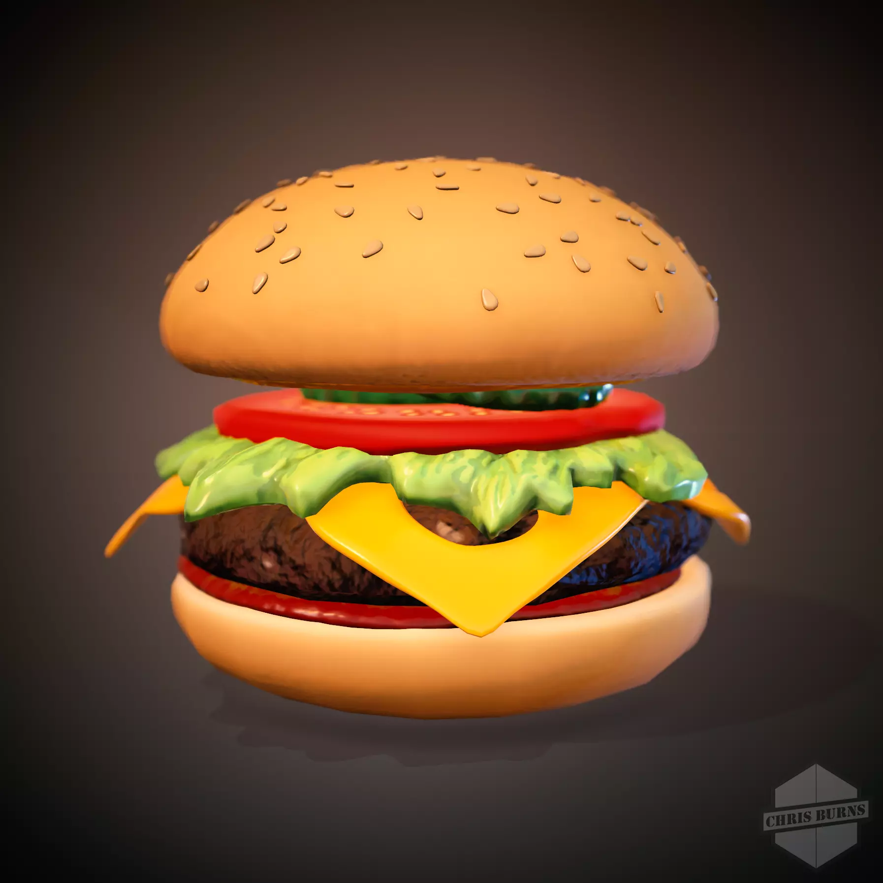 Hamburger Low-poly 3D model_0