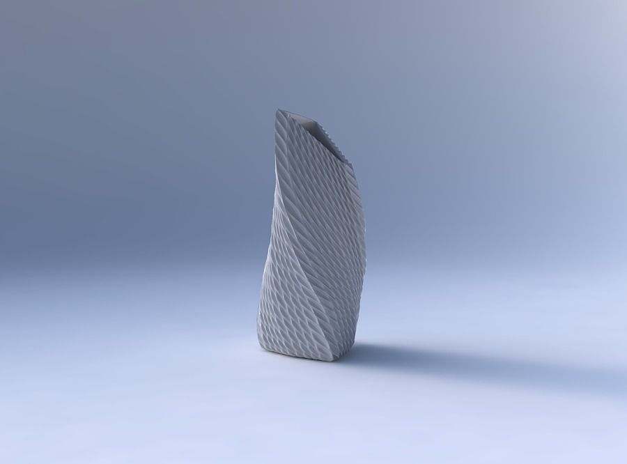 Vase twist tipped triangle with bent extruded pattern 3D print model_4