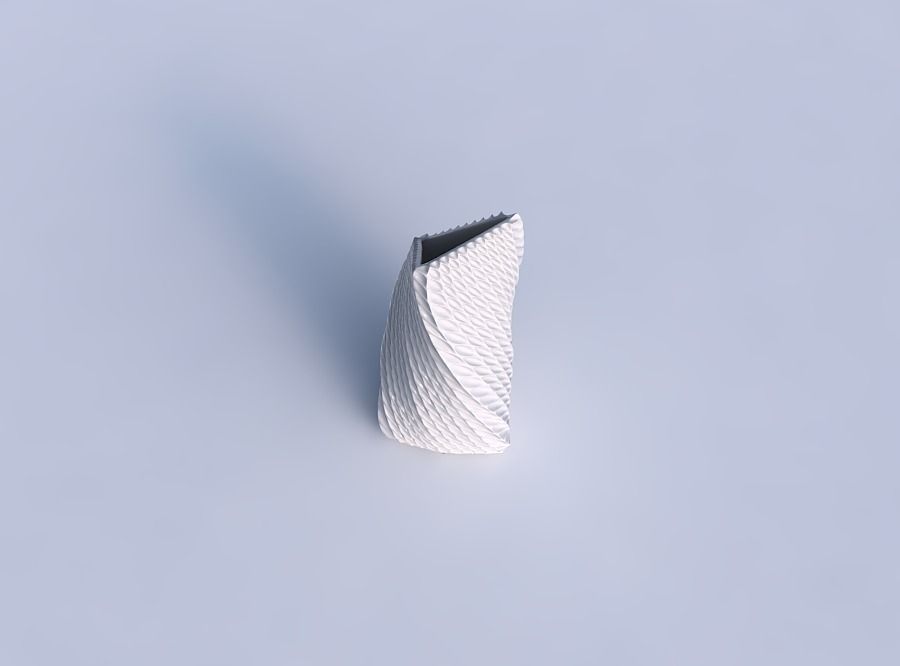 Vase twist tipped triangle with bent extruded pattern 3D print model_1