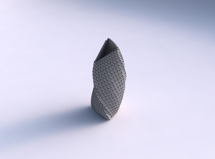 Vase twist tipped triangle with bent extruded pattern 3D print model_5