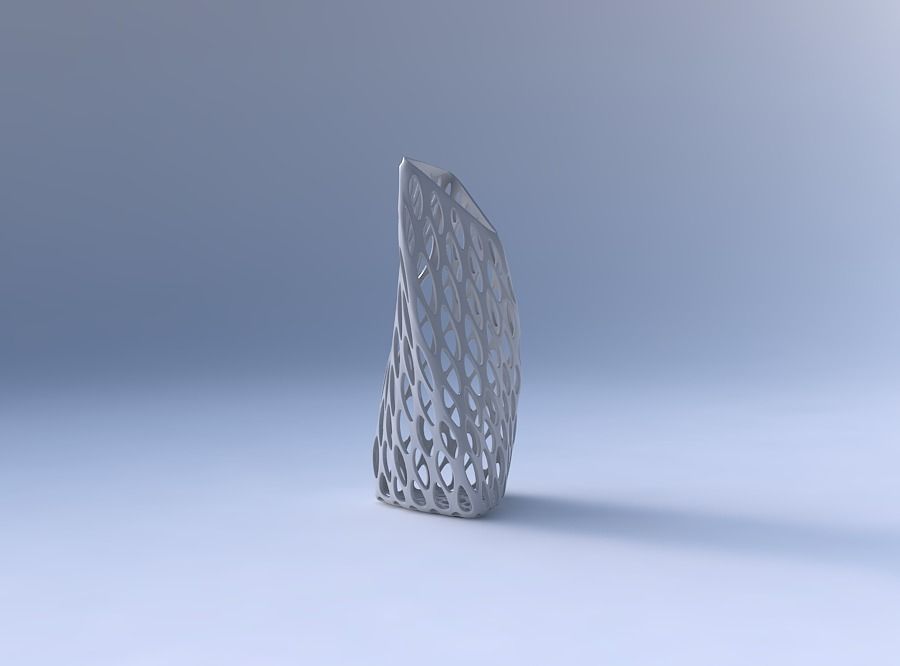 Vase twist tipped triangle with bubble grid lattice 3D print model_4