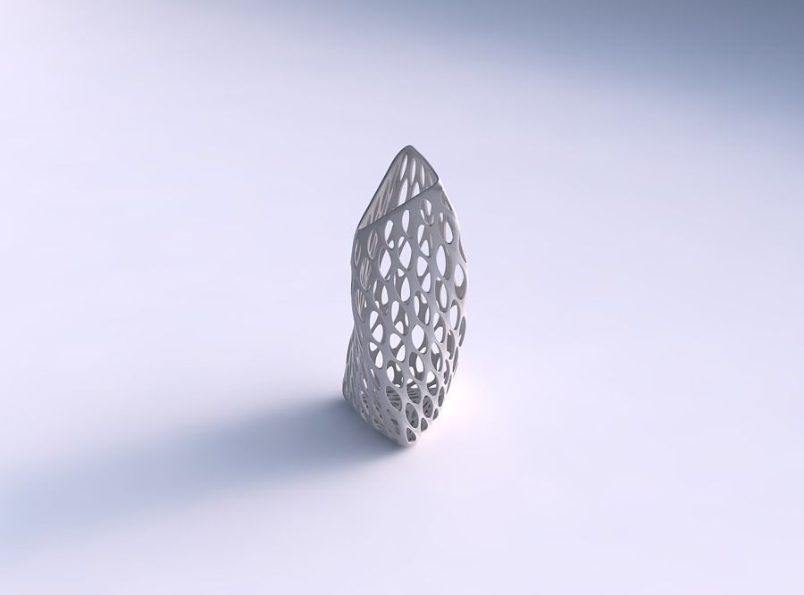 Vase twist tipped triangle with bubble grid lattice 3D print model_0