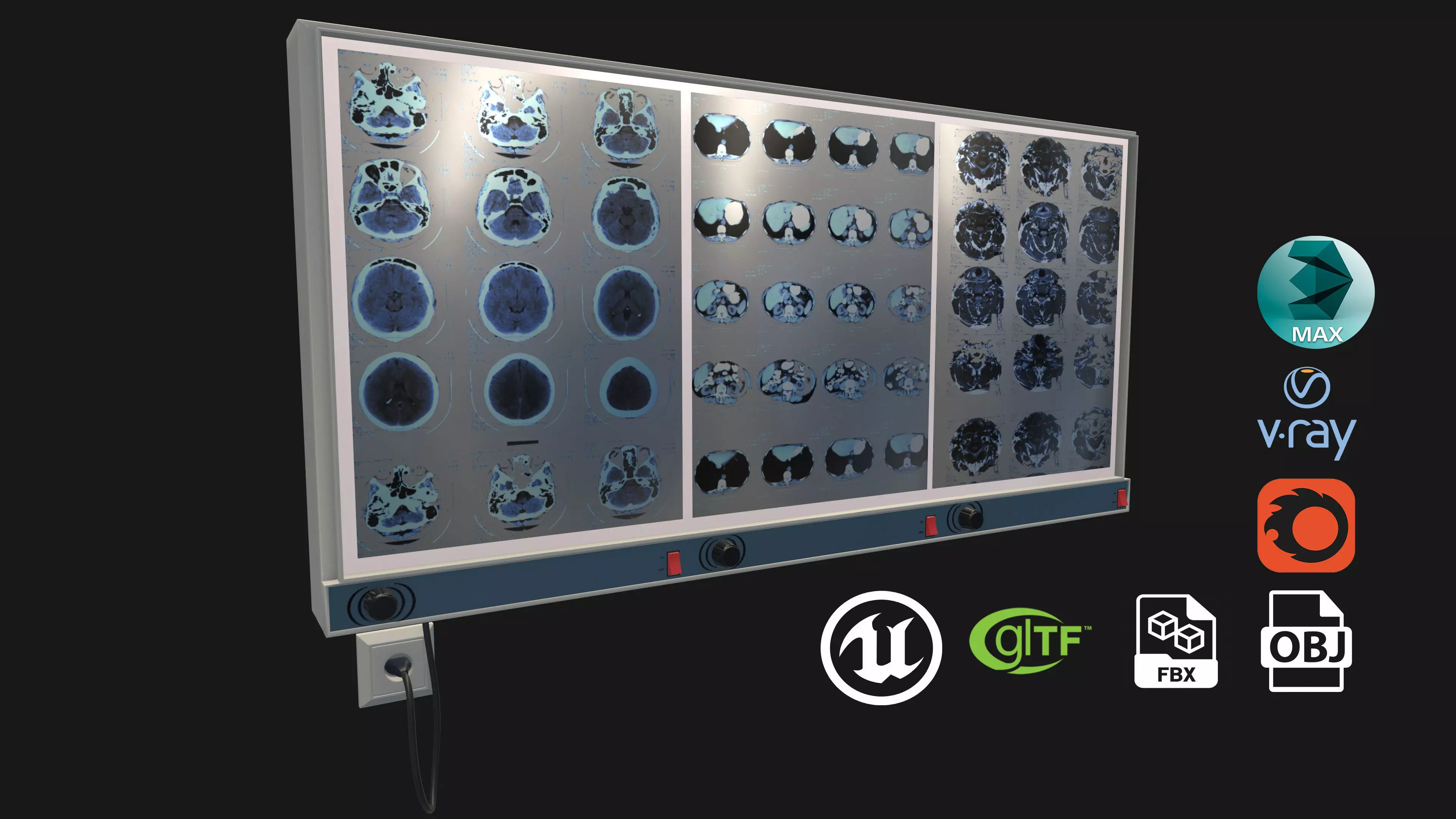 screen x ray film viewer Game ready 3D model_0