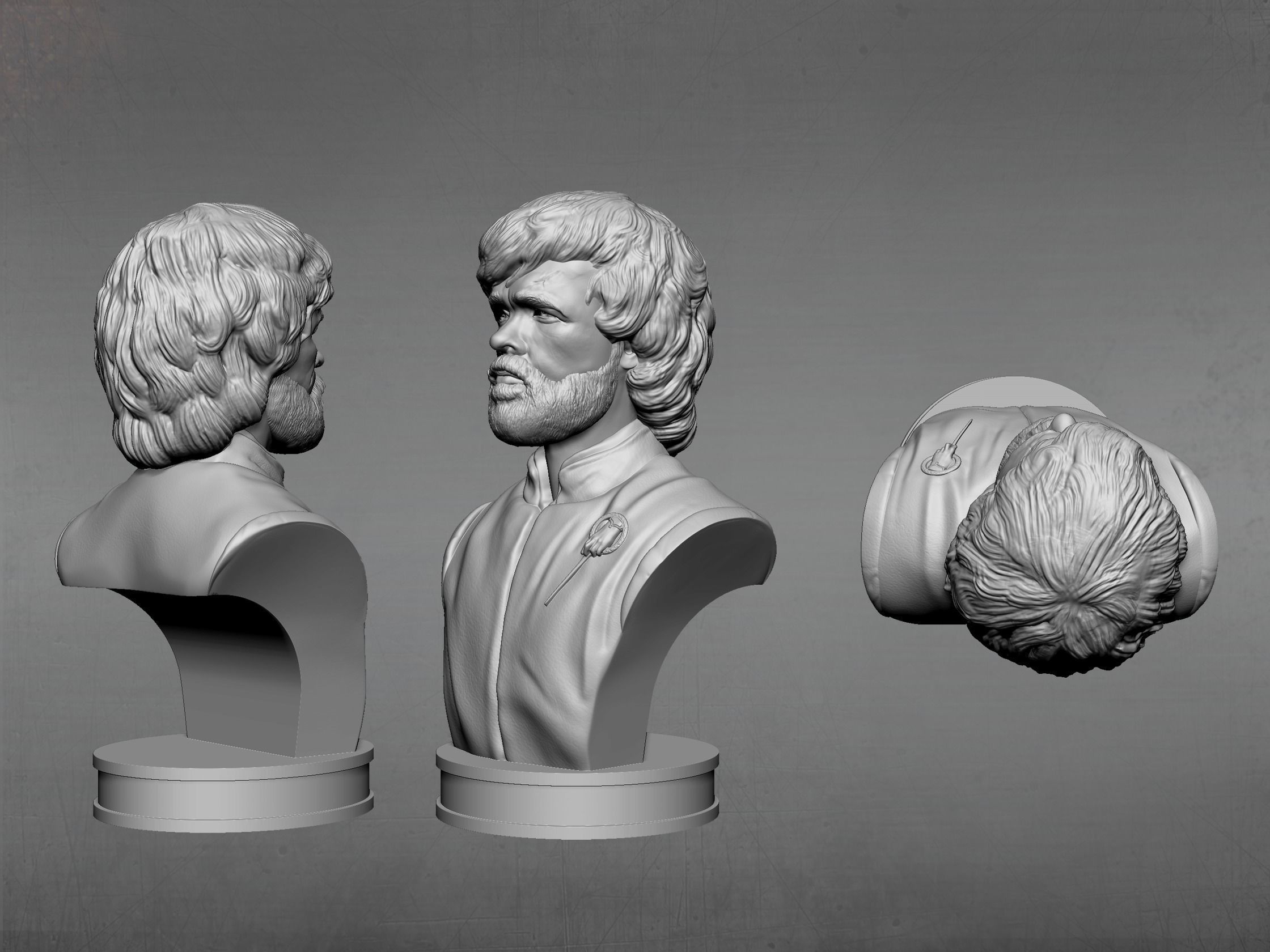 Tyrion bust of character from game of thrones 3D print model_3
