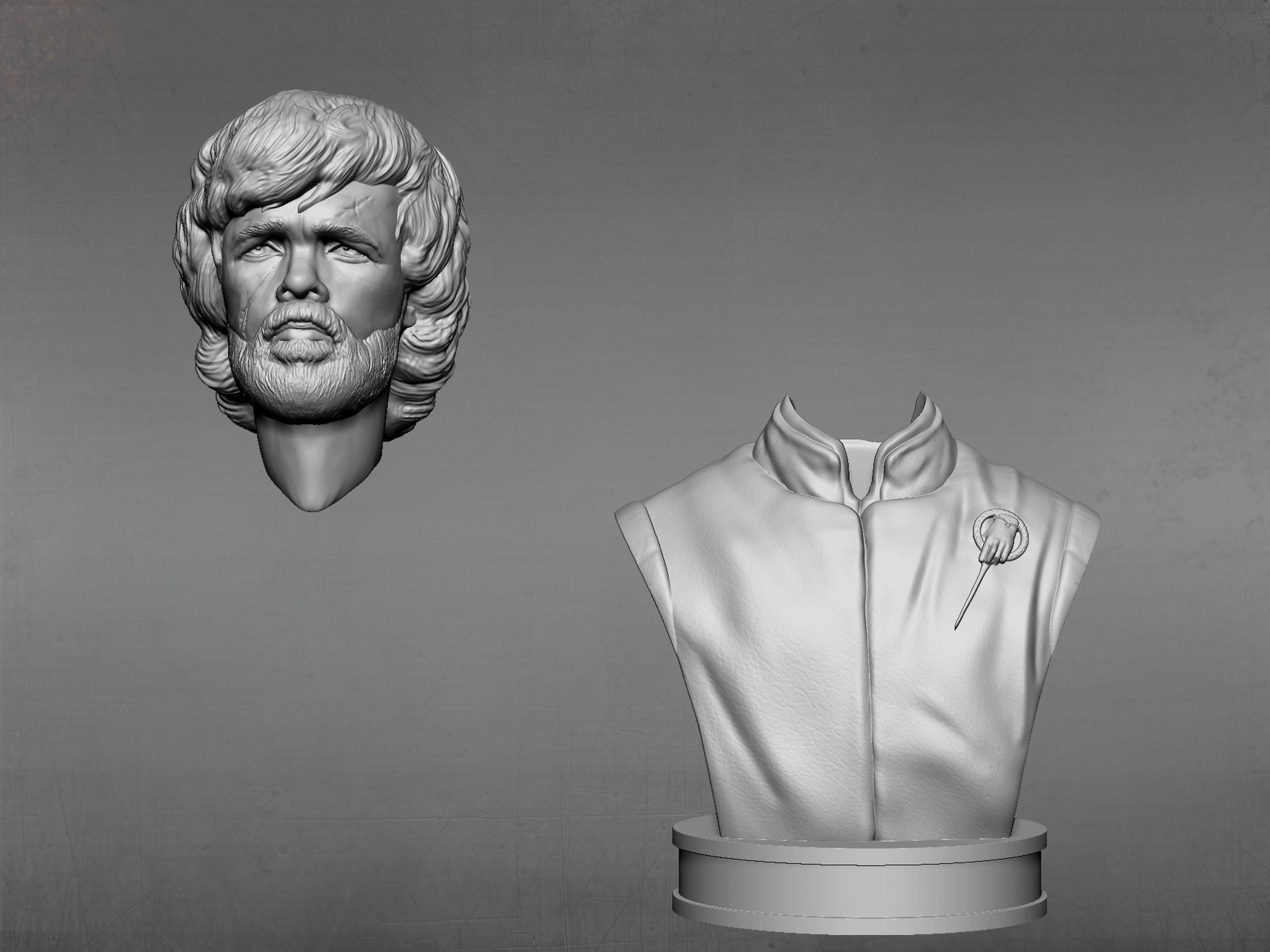 Tyrion bust of character from game of thrones 3D print model_5