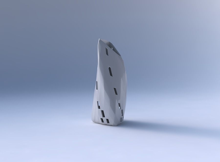 Vase twist tipped triangle with checker grid lattice 3 3D print model_4