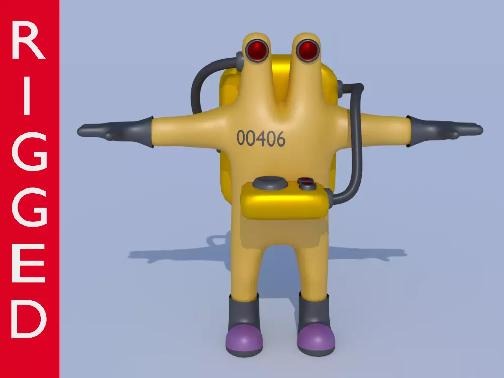 Low-Poly Monsters INC CDA agent alien monster 3D rigged model Low-poly 3D model