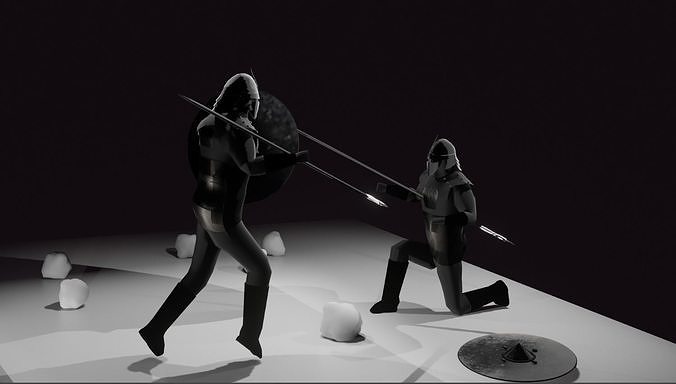 Unsullied 3D Model two people playing game of swords 3D model