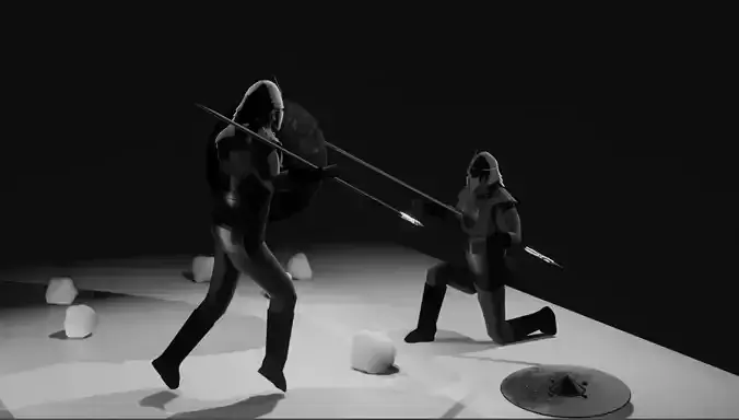 Unsullied 3D Model two people playing game of swords