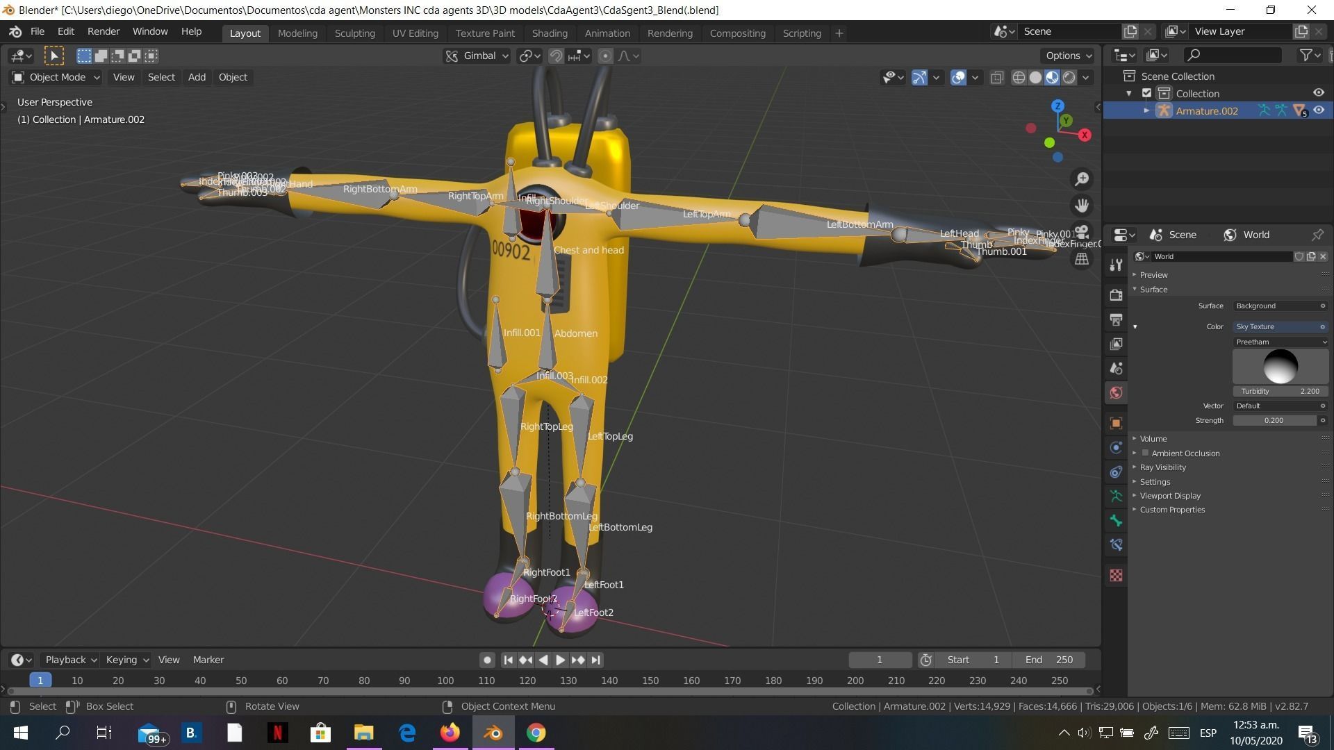Low-Poly Monsters INC Tall CDA agent rigged 3D model alien Low-poly 3D model_13