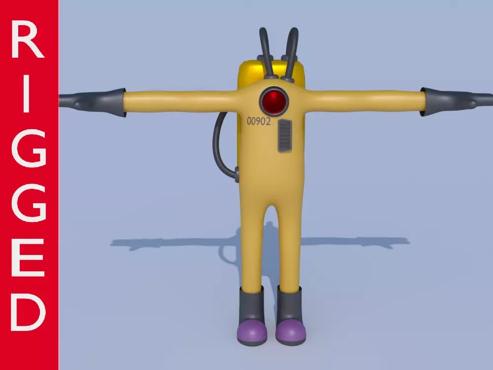 Low-Poly Monsters INC Tall CDA agent rigged 3D model alien Low-poly 3D model_0