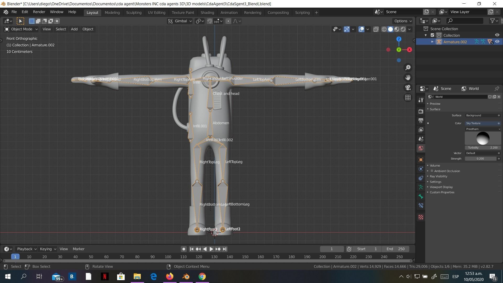 Low-Poly Monsters INC Tall CDA agent rigged 3D model alien Low-poly 3D model_12