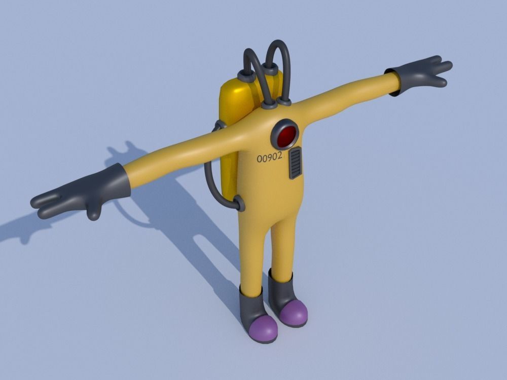 Low-Poly Monsters INC Tall CDA agent rigged 3D model alien Low-poly 3D model_4