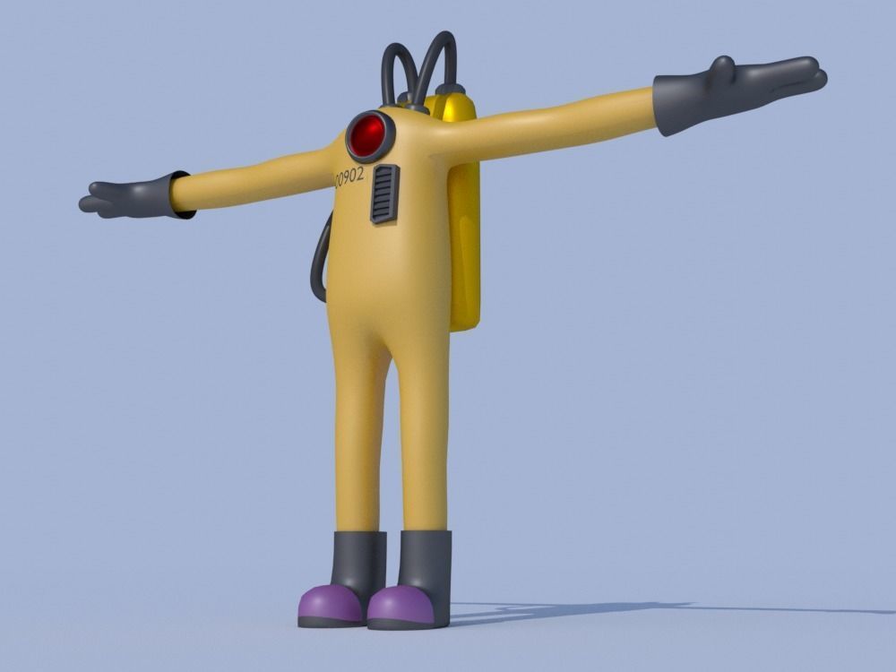 Low-Poly Monsters INC Tall CDA agent rigged 3D model alien Low-poly 3D model_1