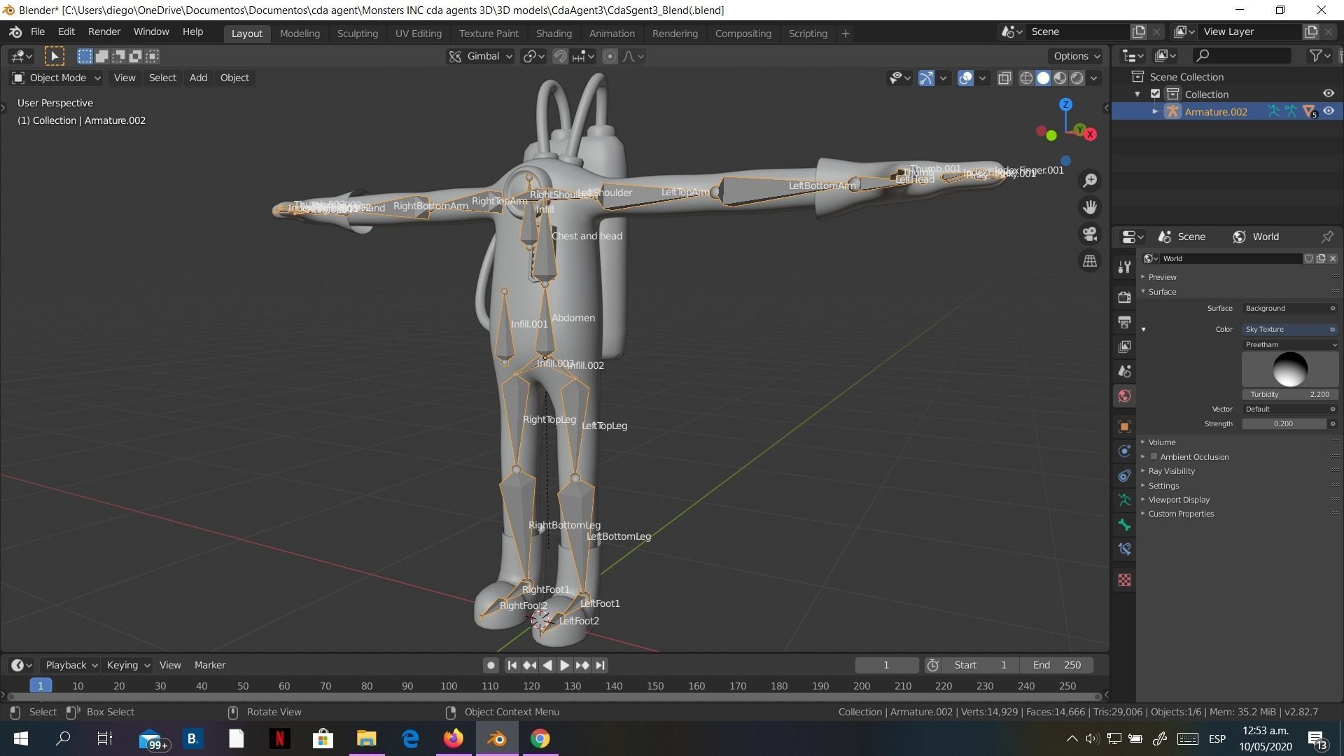 Low-Poly Monsters INC Tall CDA agent rigged 3D model alien Low-poly 3D model_9