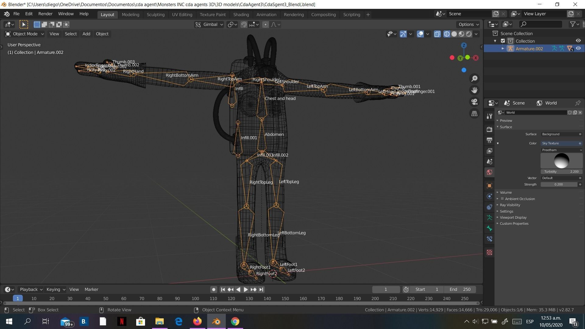 Low-Poly Monsters INC Tall CDA agent rigged 3D model alien Low-poly 3D model_11