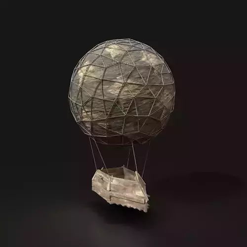 AAA NEXTGEN Medieval Small Balloon Airship Primal Wooden Machine Low-poly 3D model