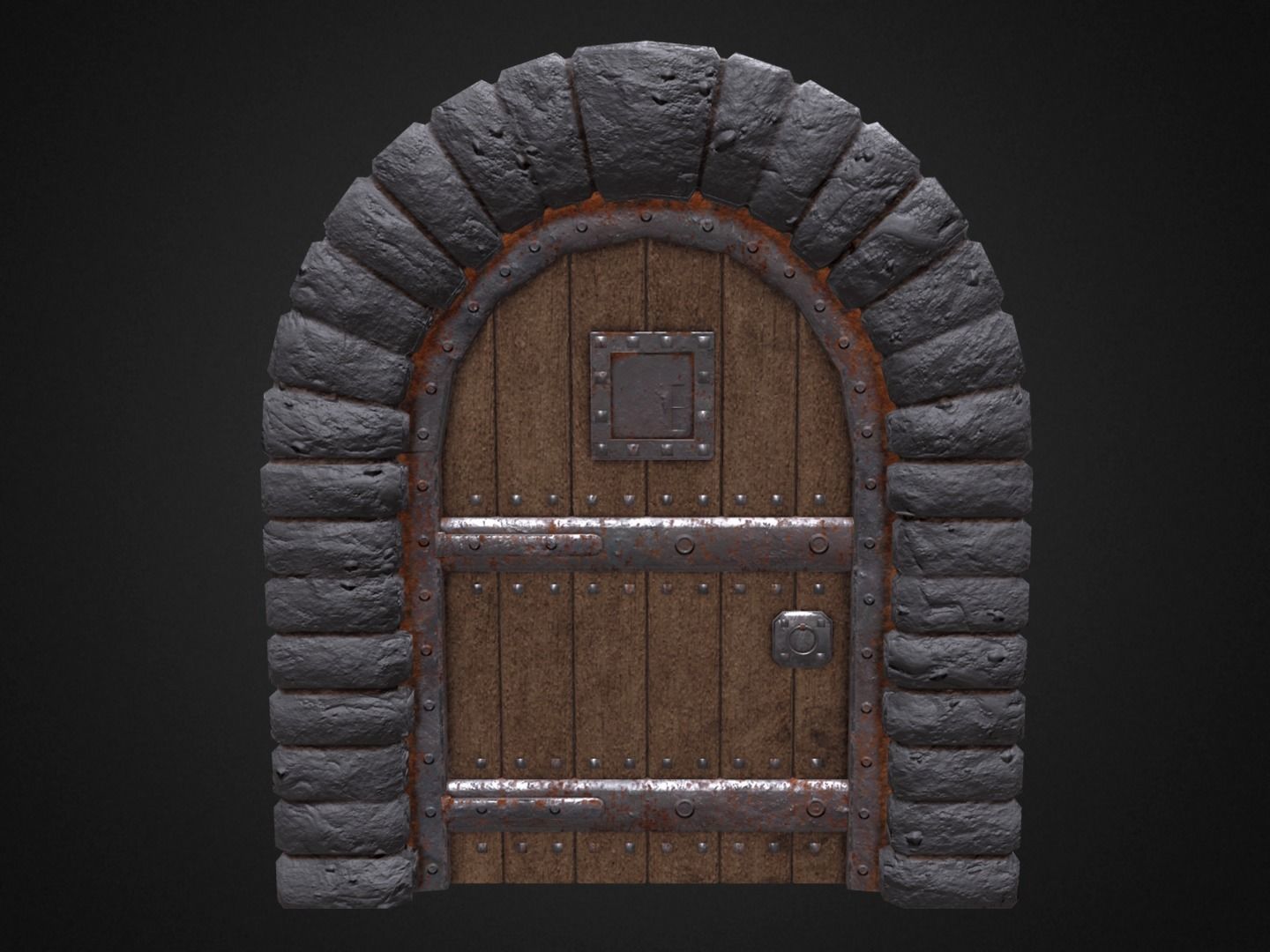 Medieval Door Low-poly 3D model_4