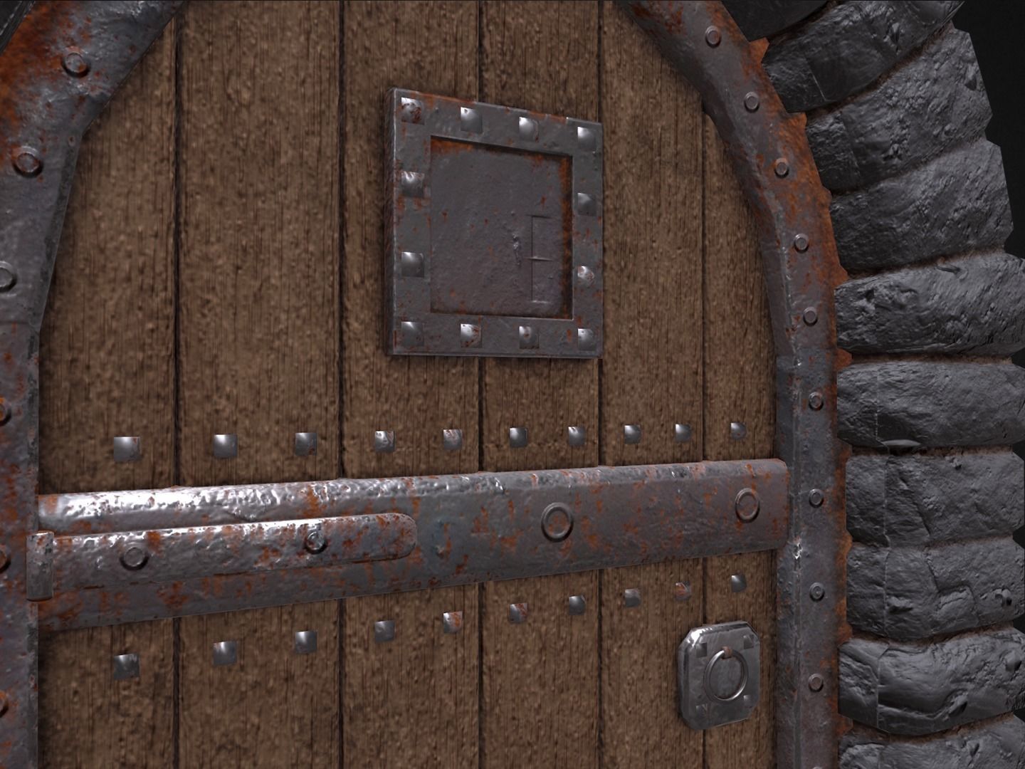 Medieval Door Low-poly 3D model_5